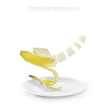 Sliced banana in the air