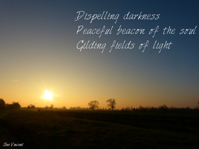 Dispelling darkness Peaceful beacon of the soul Gilding fields of light
