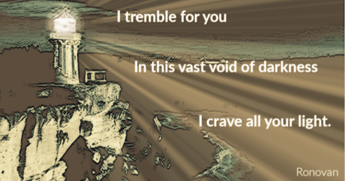 Tremble Haiku on B&W image of lighthouse