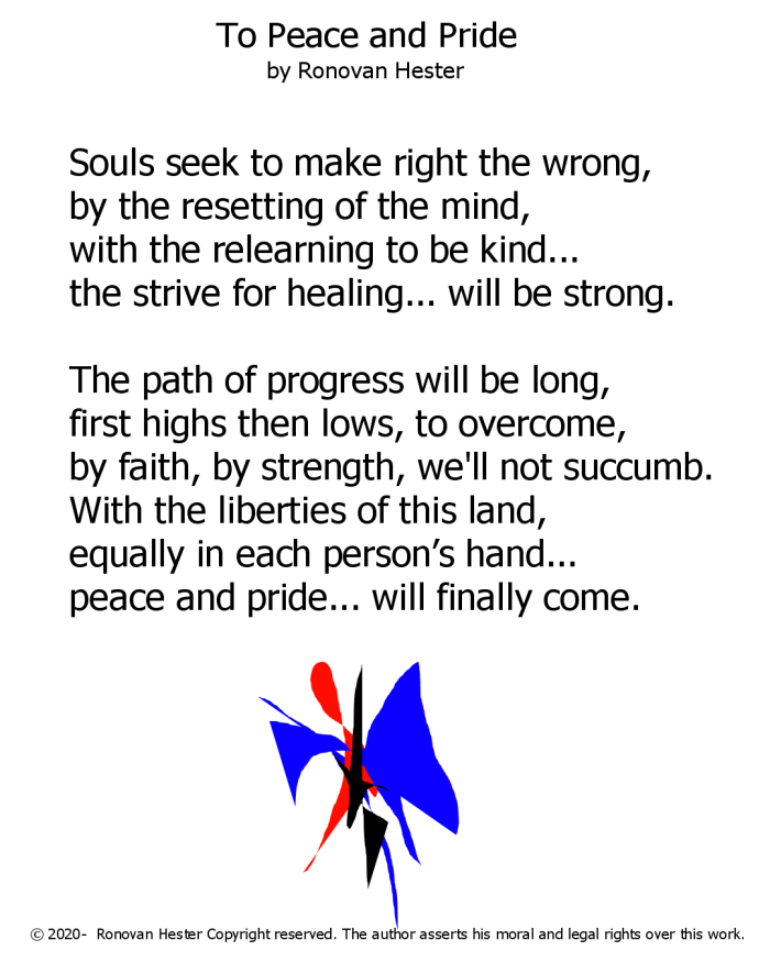 to peace and pride poem as PNG image.