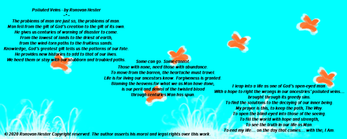 Polluted Veins poem on sky blue background.