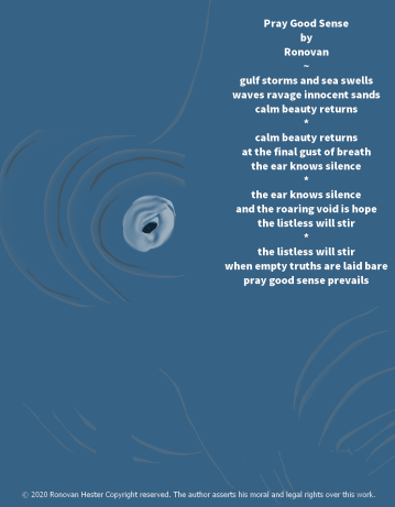 Pray Good Sense Shi Rensa poem on image.