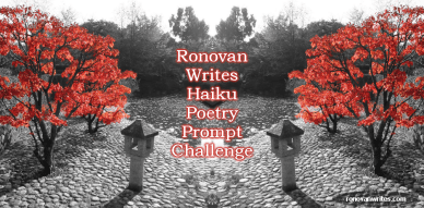 fall haiku challenge badge japanese maple with black and white background